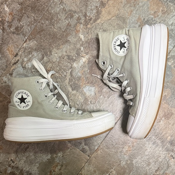 Converse Shoes - Converse women’s Move High-Top Sneakers in sage and White size 7